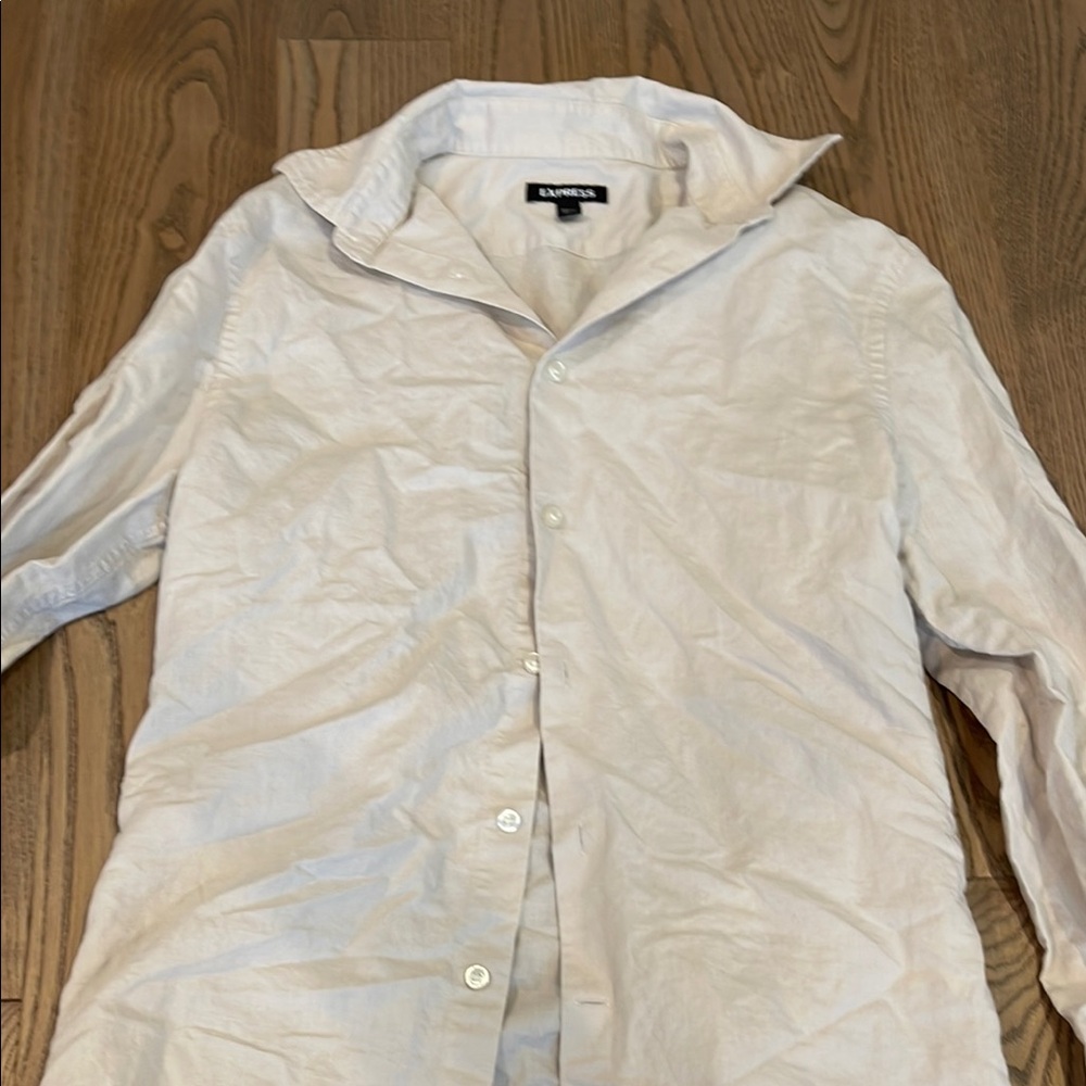 Express Light Tan/White Lightweight Shirt Jacket